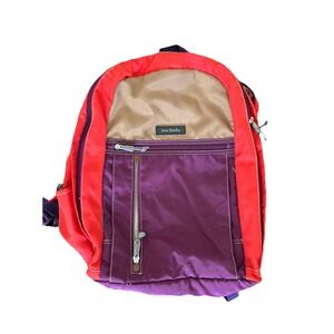 Vera Bradley Backpack Laptop Bag Classic Solid Red Purple Excellent Vintage